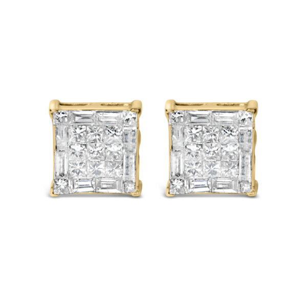10KT Yellow Gold Diamond Stud Earrings (1 cttw, I-J Color, SI2-I1 Clarity)