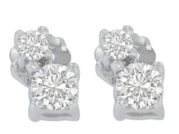 14K White Gold 1/2 cttw Round Cut Diamond Earrings (H-I, SI2-I1)