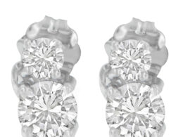 14K White Gold 3/4 cttw Round Cut Diamond Earrings (H-I, SI2-I1)