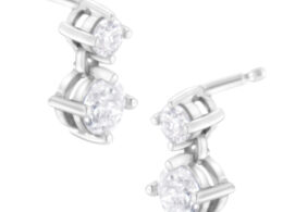 14K White Gold 1 cttw Double Diamond Stud Earrings (H-I Clarity, SI2-I1 Color)