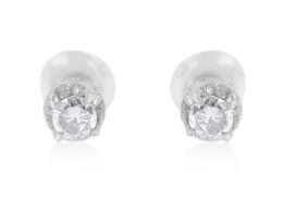14K White Gold Treated Blue Round Cut Diamond Stud Earrings (0.5 cttw, H-I Color, SI2-I1 Clarity)
