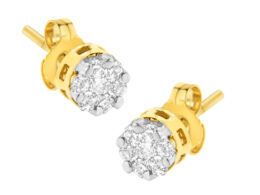 14K Yellow Gold 1/2 cttw Round Cut Diamond Earrings (H-I, SI2-I1)