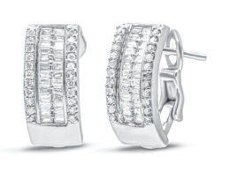 14K White Gold 1 cttw Diamond Huggy Earrings (H-I, SI2-I1)