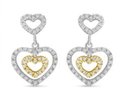 14K Two Toned 1/2 cttw Round Cut Diamond Earrings (H-I, SI1-SI2)