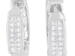 14K White Gold Princess Cut Diamond Earrings (0.57 cttw, H-I Color, SI1-SI2 Clarity)