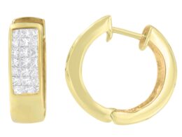 14K Yellow Gold 1/3 cttw Diamond Hoop Earrings (H-I, VS1-VS2)