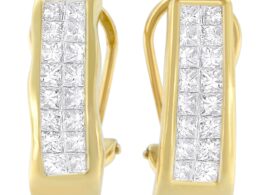 14K Yellow Gold 1 cttw Princess Cut Diamond Earrings (G-H, VS1-VS2)