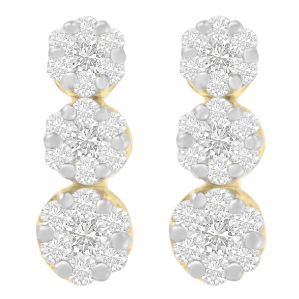 14K Yellow Gold 1 1/2 cttw Round Cut Diamond Earrings (I-J, SI1-SI2)