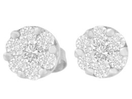14K White Gold 3/4 cttw Round Diamond Stud Earring (G-H, SI2-I1)