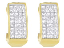 14K Yellow Gold 1 cttw Princess Cut Diamond Earrings (H-I, VS2-SI1)