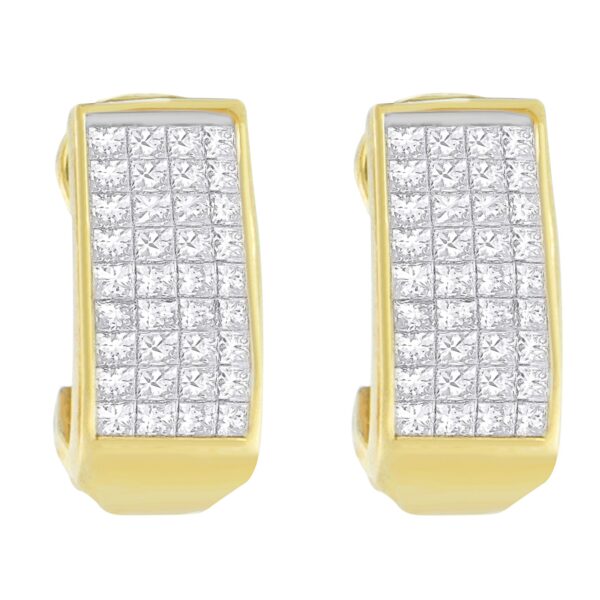 14K Yellow Gold 1 cttw Princess Cut Diamond Earrings (H-I, VS2-SI1)