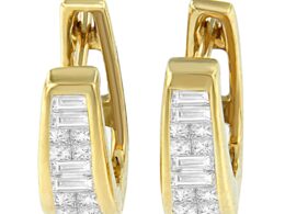 14k Yellow Gold 1/2ct TDW Princess and Baguette Diamond Earrings (I-J,VS1-VS2)