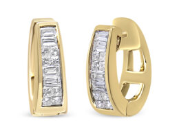 14K Yellow Gold 1 cttw Baguette and Princess Cut Diamond Earrings (H-I, VS1-VS2)