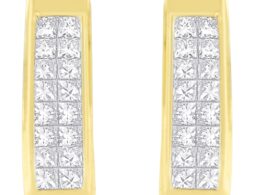 14K Yellow Gold 1 cttw Princess Cut Diamond Earrings (H-I, VS1-VS2)
