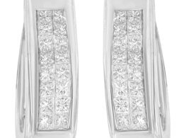 14K White Gold Princess-Cut Diamond Hoop Earrings (1.10 cttw, H-I Color, SI2-I1 Clarity)
