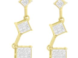 14K Yellow Gold Princess-cut Diamond Earrings (1/2 cttw, H-I Color, SI1-SI2 Clarity)