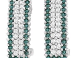 14K White Gold 2 cttw White and Treated Blue Diamond Earrings (H-I, SI1-SI2)