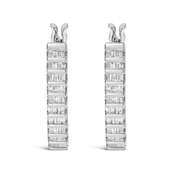 14K White Gold 5/8 cttw Baguette Cut Diamond Earrings (H-I, SI1-SI2)