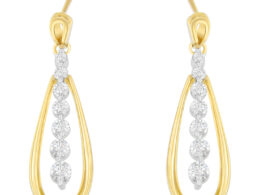 14K Two Toned Gold Dangling Diamond Drop Earrings (1.00cttw, H-I color,SI1-SI2 clarity)