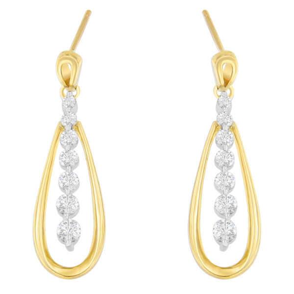 14K Two Toned Gold Dangling Diamond Drop Earrings (1.00cttw, H-I color,SI1-SI2 clarity)