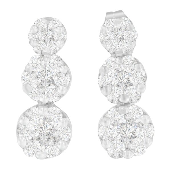 14K White Gold 1 1/2 cttw Round Cut Diamond Earrings (H-I, SI2-I1)