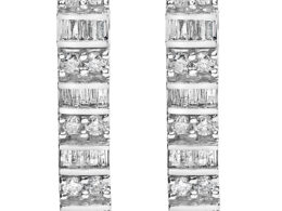 14K White Gold 1 1/3 cttw Round And Baguette Cut Diamond Earrings (H-I, SI2-I1)