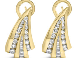 14K Yellow Gold 2 1/4 cttw Diamond Huggy Earrings (I-J, SI1-I2)