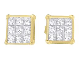 14K Yellow Gold 1/2 cttw Princess Cut Diamond Earrings (H-I, VS1-VS2)