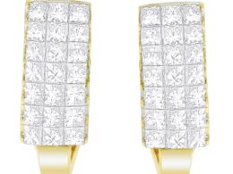 14K Yellow Gold Princess Cut Diamond Composite Long Earrings (3.60 cttw, G-H Color, VS1-VS2 Clarity)