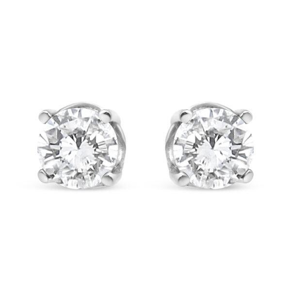14K White Gold 3/4 Cttw Lab Grown Diamond 4-Prong Classic Stud Earrings (F-G Color, VS2-SI1 Clarity)