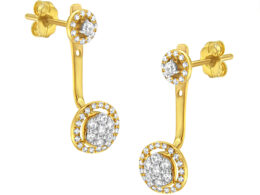 14K Yellow Gold Plated .925 Sterling Silver 5/8 Cttw Diamond Removable Stud and Dangle Earrings (I-J Color, I2-I3)