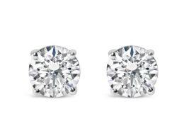 14K White Gold 2.00 Cttw Lab Grown Round Brilliant-Cut Diamond Classic 4-Prong Stud Earrings with Screw Backs (F-G color, VVS2-VS1 Clarity)