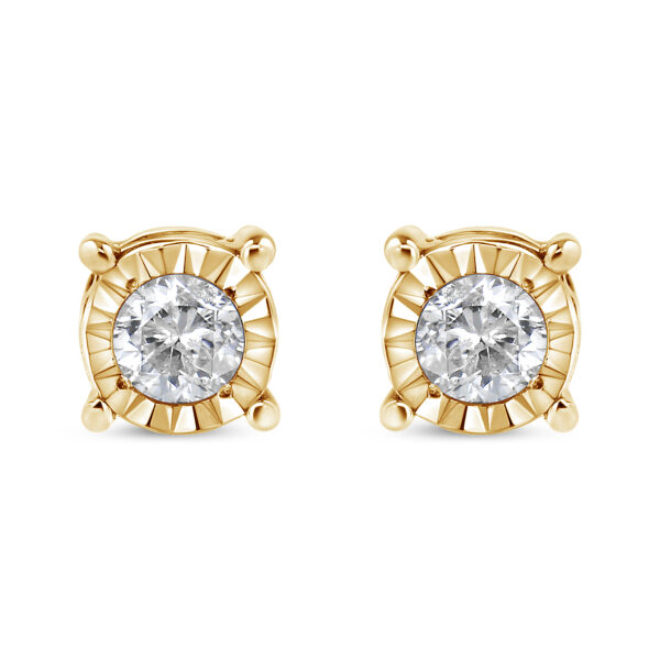 10K Yellow Gold over .925 Sterling Silver 1/5 Cttw Round Near Colorless Diamond Miracle-Set Stud Earrings (J-K Color, I2-I3 Clarity)