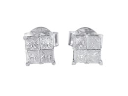 10k White Gold Diamond Stud Earrings (0.60 cttw, I-J Color, I2-I3 Clarity)