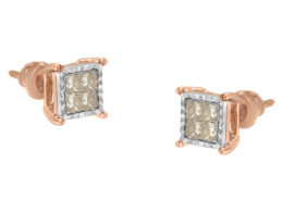 10K Two-Toned Princess-Cut Composite Diamond Stud Earrings (1/2 cttw, J-K Color, I1-I2 Clarity)