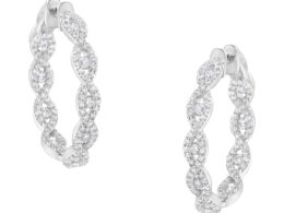 10K White Gold Diamond Hoop Earrings (1 1/2 cttw, H-I Color, I1-I2 Clarity)