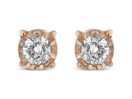 10K Two-Tone Yellow & White Gold over .925 Sterling Silver 0.40 Cttw Round Diamond Miracle-Set Stud Earrings (K-L Color, I2-I3 Clarity)