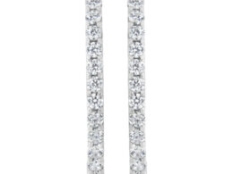 14K White Gold 2.0 Cttw Round Brilliant Cut Diamond Oblong Hinged Leverback Hoop Earrings (I-J Color, I1-I2 Clarity)