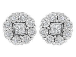 10KT White Gold 1/4ct Diamond Floral Cluster Stud Earring (I-J, I1-I2)