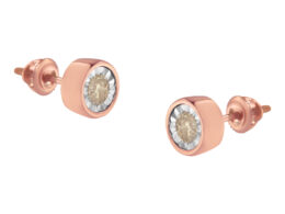 10K Rose Gold 0.40 Cttw Round Brilliant-Cut Near Colorless Diamond Miracle-Set Stud Earrings with Screw Backs (J-K Color, I2-I3 Clarity)