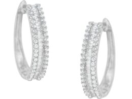 10K White Gold Diamond Hoop Earrings (3/4 cttw, I-J Color, I2-I3 Clarity)