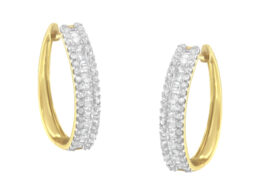 10K Yellow Gold Diamond Hoop Earring (3/4 cttw, I-J Color, I2-I3 Clarity)