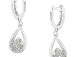.925 Sterling-Silver 1/5 cttw Miracle-Set Round Diamond Drop and Dangle Hoop Earring (I-J Color, I3 Clarity)