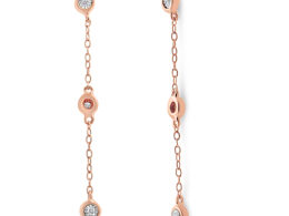 10K Rose Gold Plated .925 Sterling Silver 1/15 Cttw Diamond Dangle Earring (I-J Color, I3-Promo Clarity)