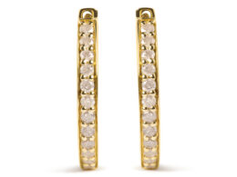 10K Yellow Gold 1/2 Cttw Round-Cut Diamond Hoop Earrings (I-J Color, I2-I3 Clarity)