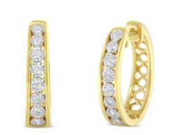 10KT Yellow and White Gold Diamond Hoop Earring (1/2 cttw, J-K Color, I2-I3 Clarity)