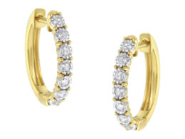 10KT Two-Toned Gold Diamond Hoop Earring (1/4 cttw, J-K Color, I2-I3 Clarity)