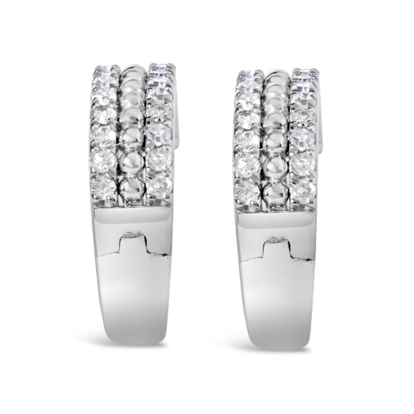 .925 Sterling Silver 1/2 Cttw Diamond Double Row Leverback Hoop Earring (I-J Color, I3 Clarity)
