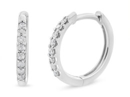 10K White Gold 1/5 Cttw Round-Cut Diamond Modern Hoop Earrings (I-J Color, I3 Clarity)