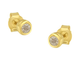 10K Yellow Gold 1/5 Cttw Round Brilliant-Cut Near Colorless Diamond Bezel-Set Stud Earrings (J-K Color, I1-I2 Clarity)